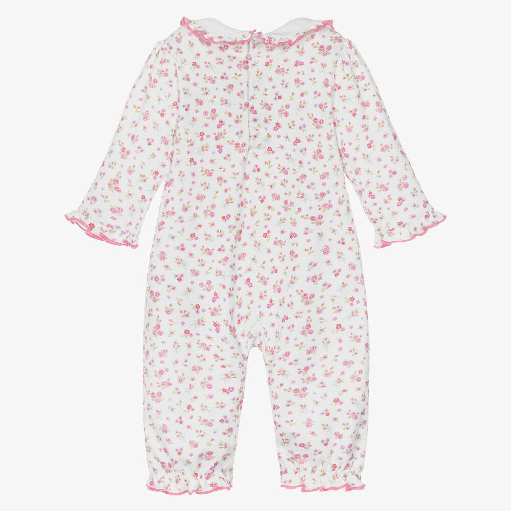 Kissy Kissy-Baby Girls Pink Rose Renaissance Pima Cotton Romper | Childrensalon
