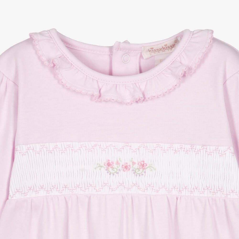 Kissy Kissy-Baby Girls Pink Smocked Fall Medley Babygrow | Childrensalon