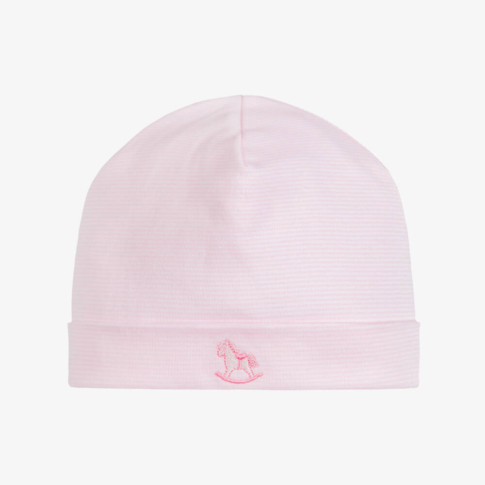 Kissy Kissy-Baby Girls Pink Striped Gingham Rockers Pima Cotton Hat | Childrensalon