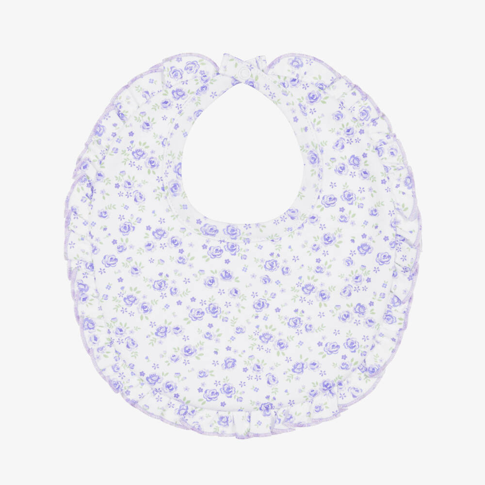 Kissy Kissy-Baby Girls Purple Cottage Roses Pima Cotton Bib | Childrensalon