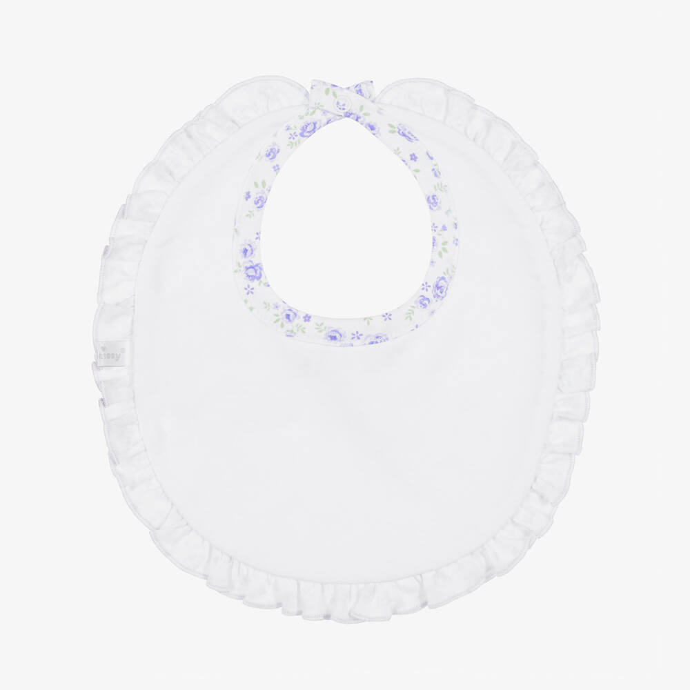 Kissy Kissy-Baby Girls Purple Cottage Roses Pima Cotton Bib | Childrensalon