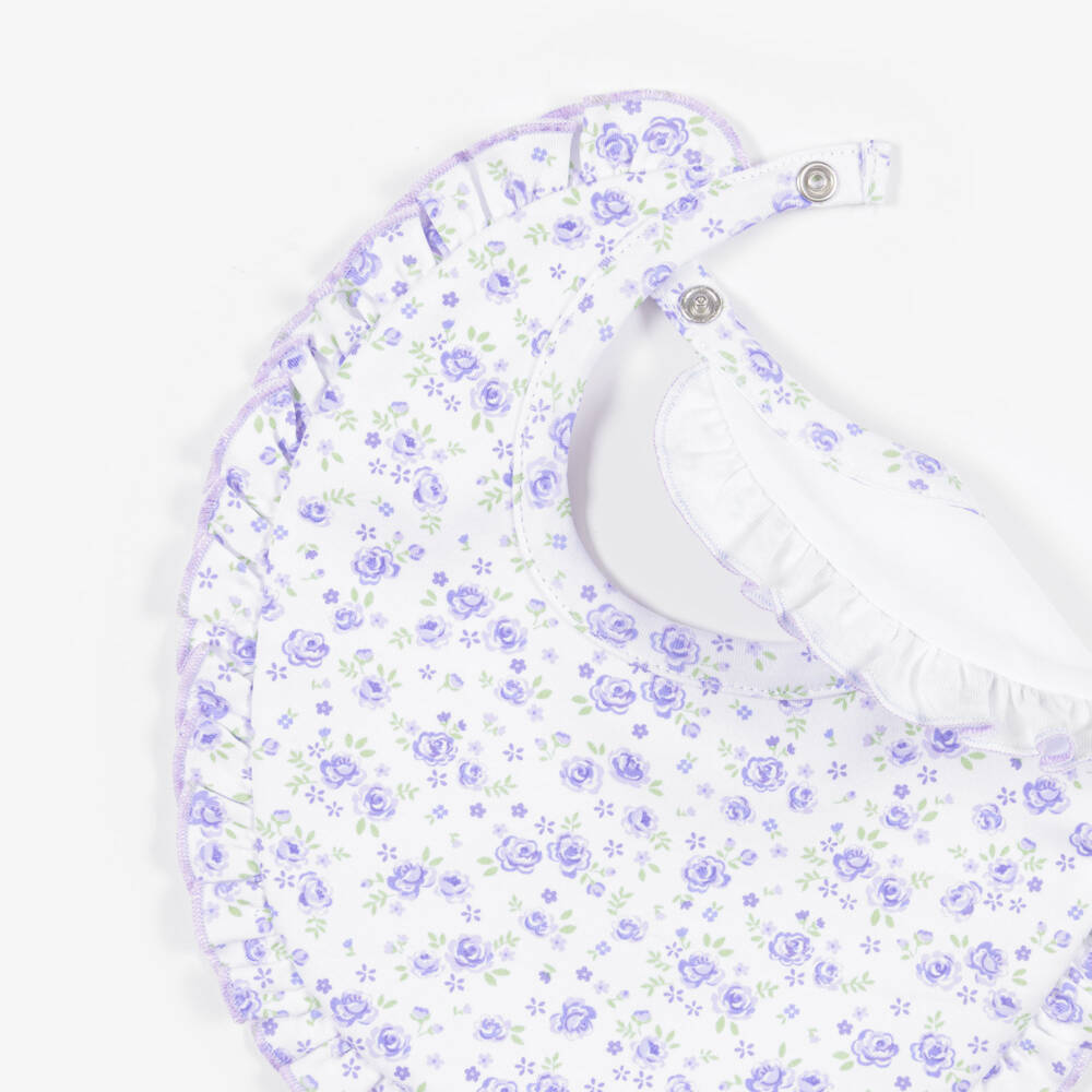 Kissy Kissy-Baby Girls Purple Cottage Roses Pima Cotton Bib | Childrensalon