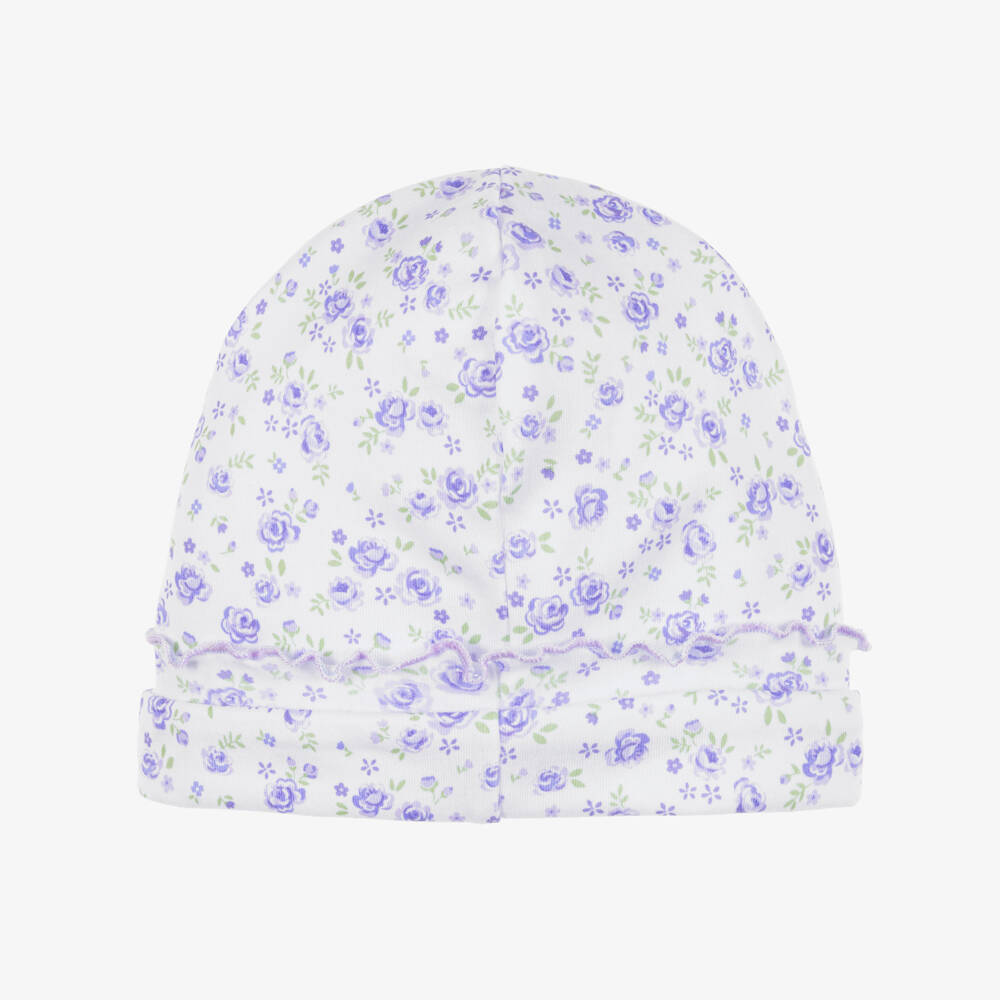 Kissy Kissy-Baby Girls Purple Cottage Roses Pima Cotton Hat | Childrensalon