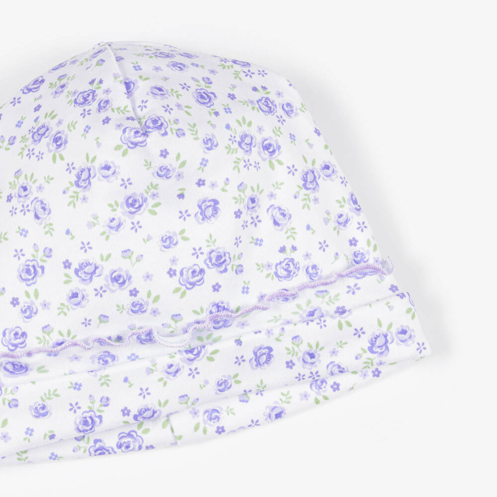 Kissy Kissy-Baby Girls Purple Cottage Roses Pima Cotton Hat | Childrensalon