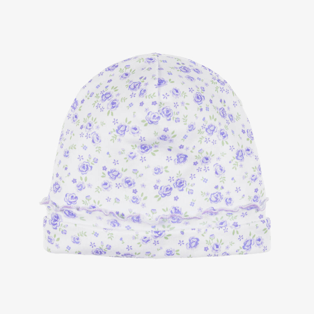 Kissy Kissy-Baby Girls Purple Cottage Roses Pima Cotton Hat | Childrensalon
