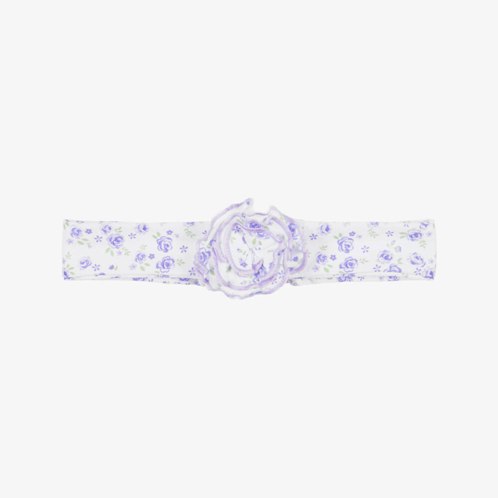 Kissy Kissy-Baby Girls Purple Cottage Roses Pima Cotton Headband | Childrensalon