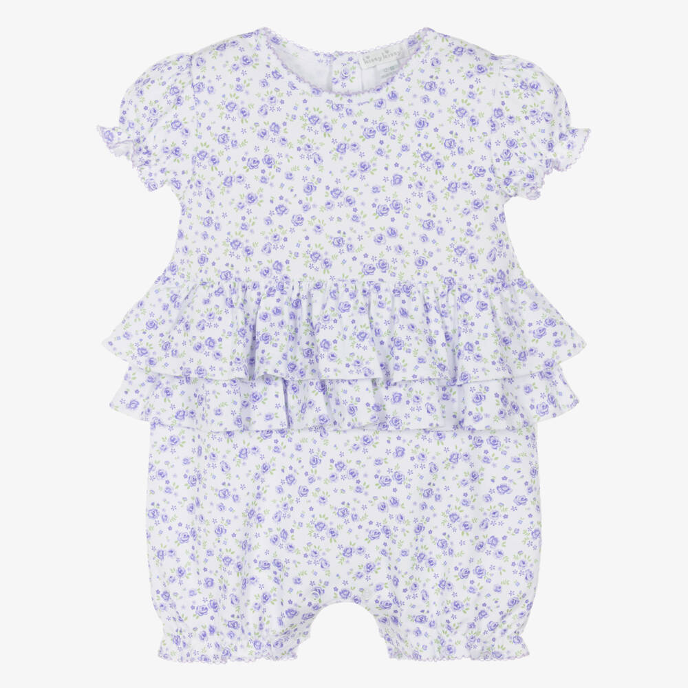 Kissy Kissy-Baby Girls Purple Pima Cotton Cottage Roses Shortie | Childrensalon