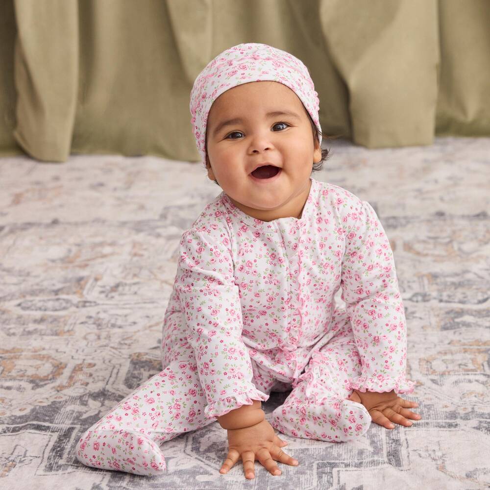 Kissy Kissy-Baby Girls Rose Renaissance Zip-Front Babygrow | Childrensalon