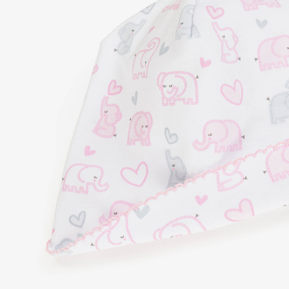 Kissy Kissy-Baby Girls White Baby Elephant Hearts Pima Cotton Hat | Childrensalon