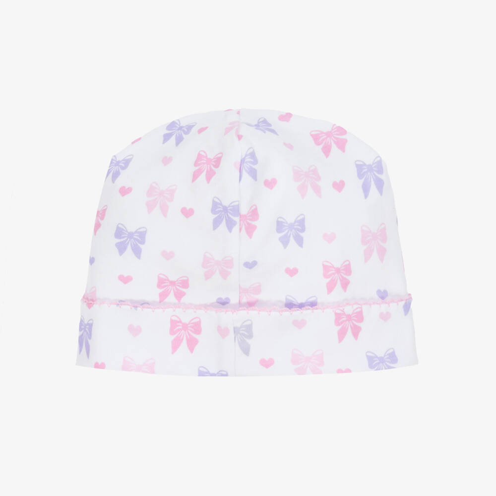 Kissy Kissy-Baby Girls White Billowy Bows Pima Cotton Hat | Childrensalon