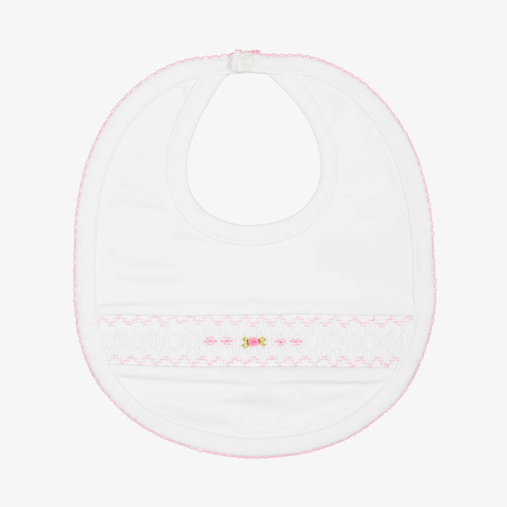 Kissy Kissy-Baby Girls White Hand-Smocked Bib in Pima Cotton | Childrensalon