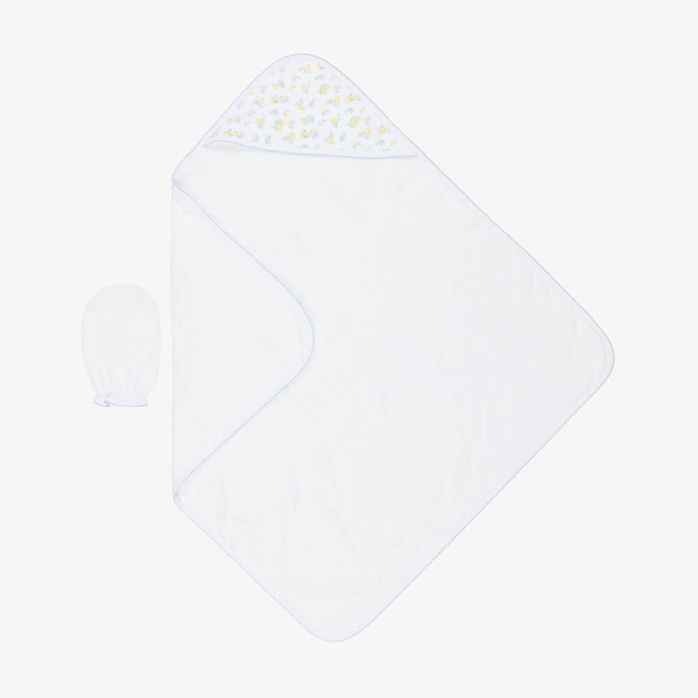 Kissy Kissy-Baby Girls White Lemons Blossoms Hooded Towel | Childrensalon