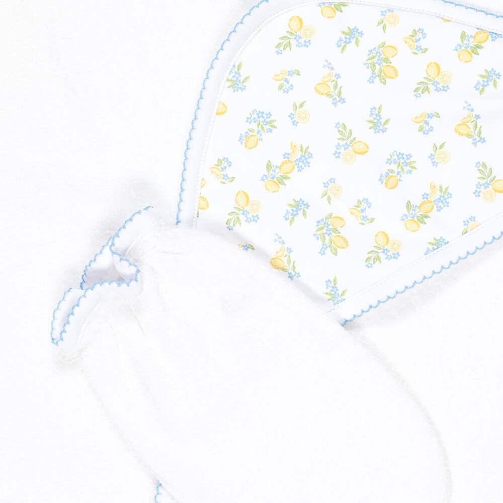 Kissy Kissy-Baby Girls White Lemons Blossoms Hooded Towel & Wash Mitt | Childrensalon