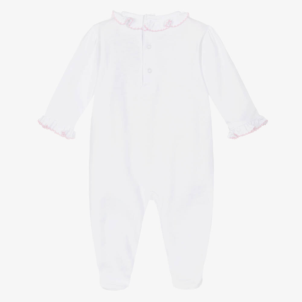 Kissy Kissy-Baby Girls White Pima Cotton Hand-Smocked Babygrow | Childrensalon