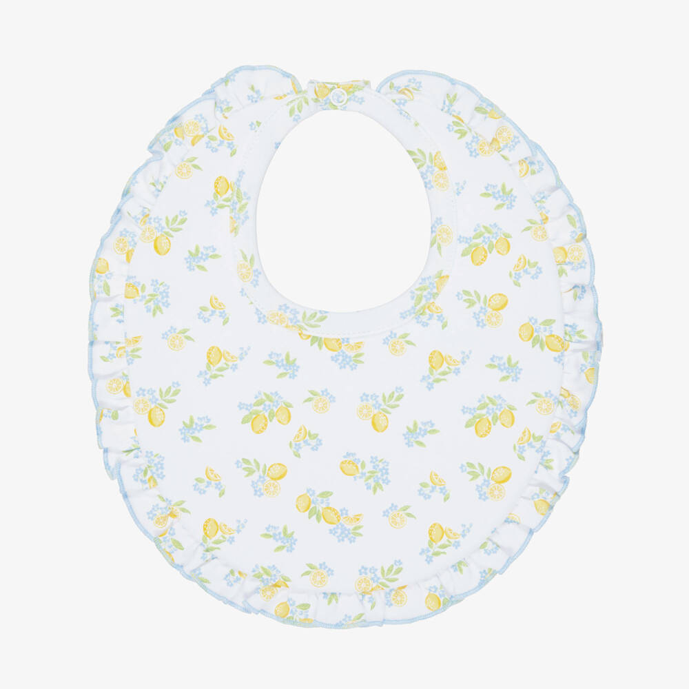 Kissy Kissy-Baby Girls White Pima Cotton Lemon Blossoms Bib | Childrensalon