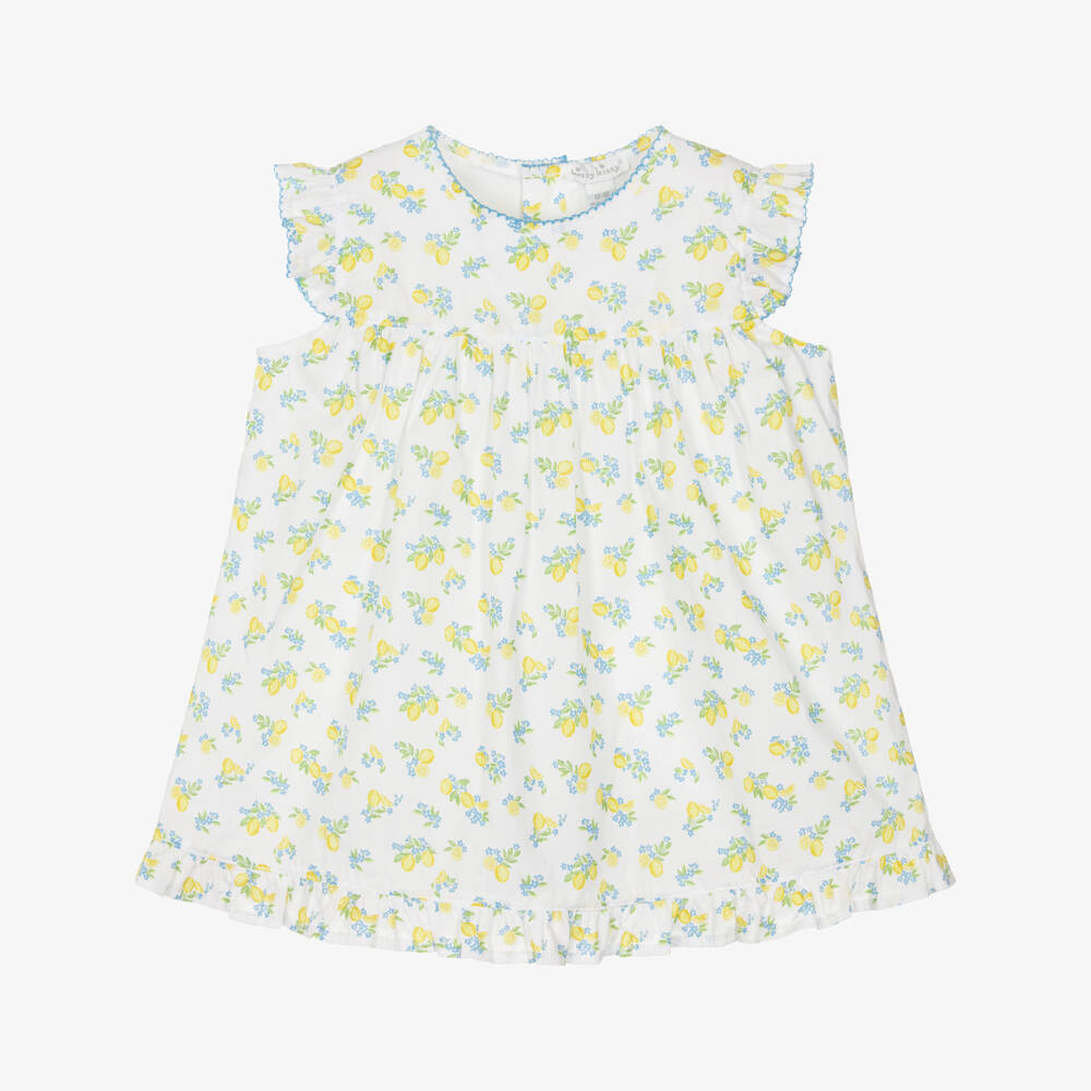 Kissy Kissy-Baby Girls White Pima Cotton Lemon Blossoms Dress | Childrensalon