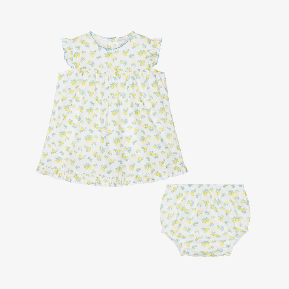 Kissy Kissy-Baby Girls White Pima Cotton Lemon Blossoms Dress | Childrensalon