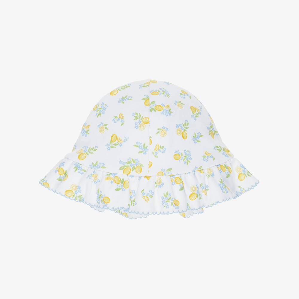 Kissy Kissy-Baby Girls White Pima Cotton Lemon Blossoms Sun Hat | Childrensalon