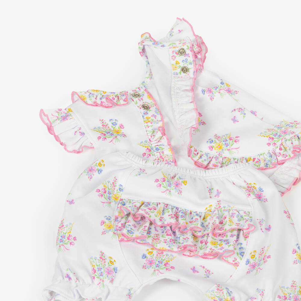 Kissy Kissy-Комплект белых шорт с цветочным узором и оборками для девочек | Childrensalon