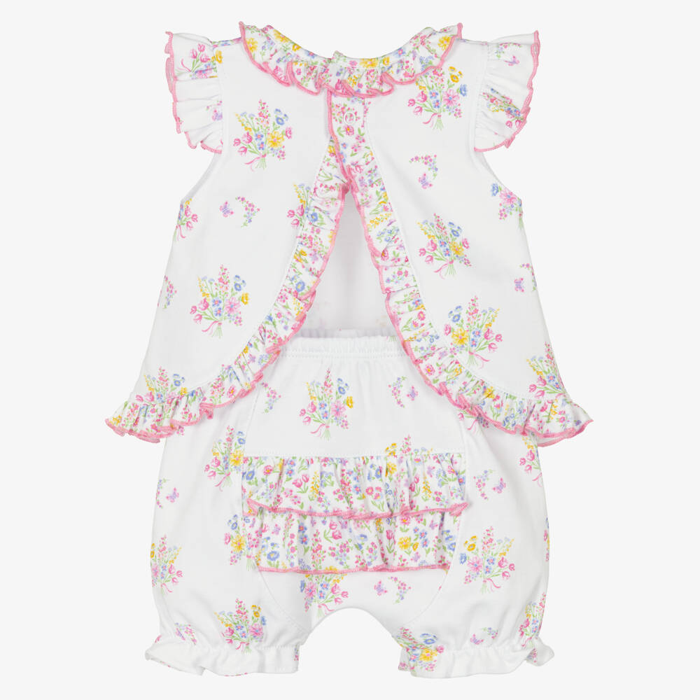 Kissy Kissy-Комплект белых шорт с цветочным узором и оборками для девочек | Childrensalon