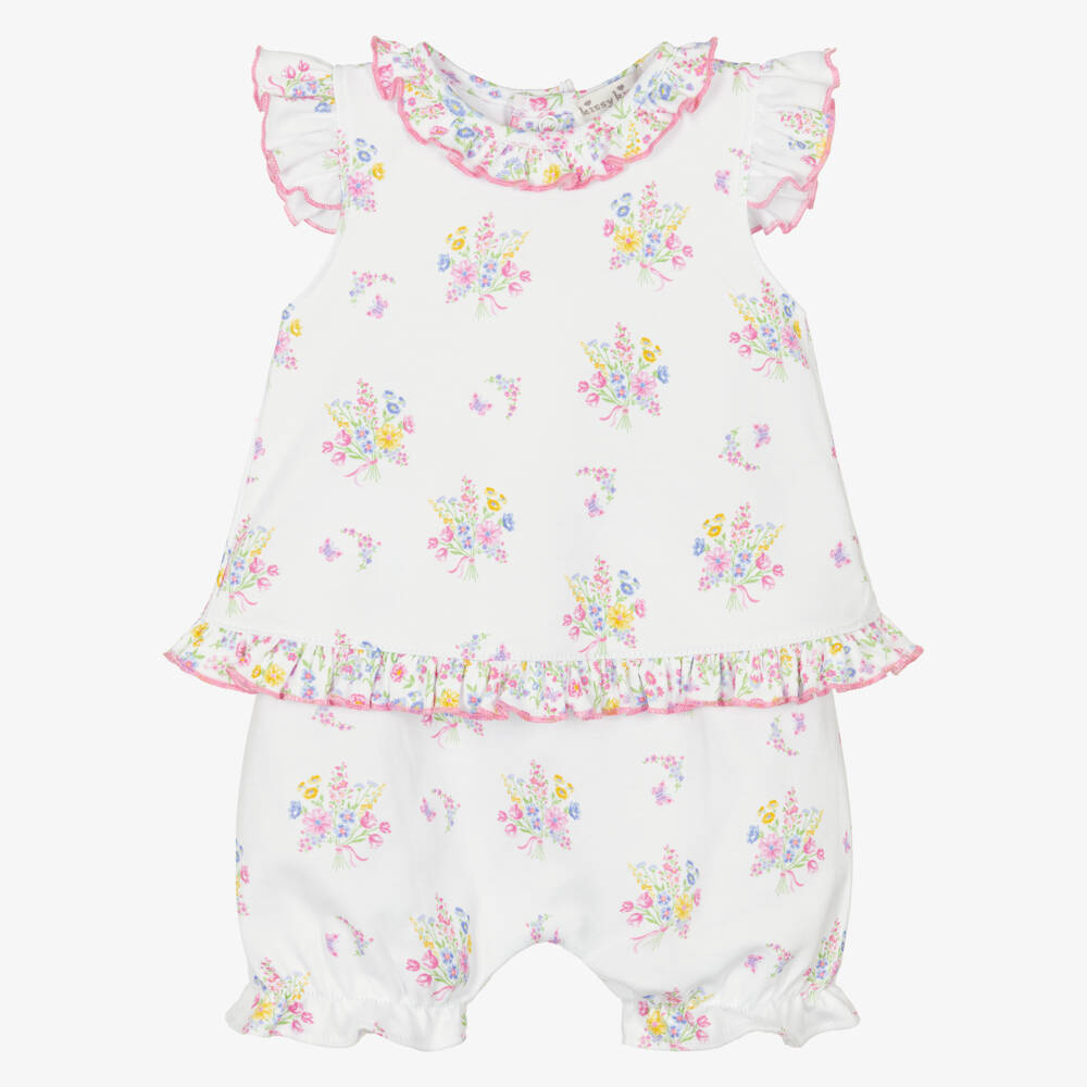 Kissy Kissy-طقم شورت قطن بيما لون أبيض للبنات الرضع | Childrensalon