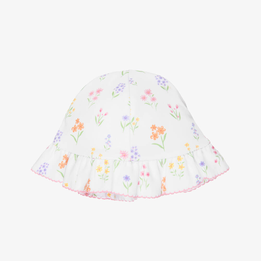 Kissy Kissy-Baby Girls White Pima Cotton Summer Wildflowers Sun Hat | Childrensalon