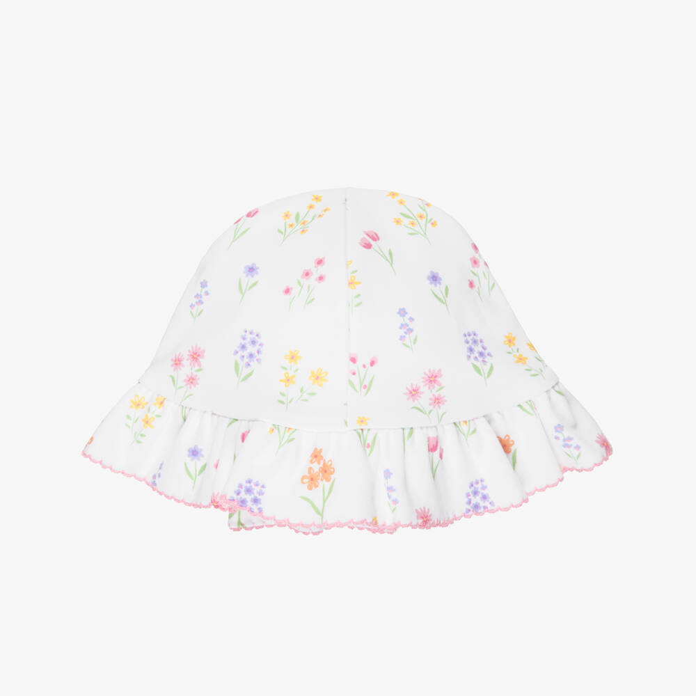 Kissy Kissy-Baby Girls White Pima Cotton Summer Wildflowers Sun Hat | Childrensalon
