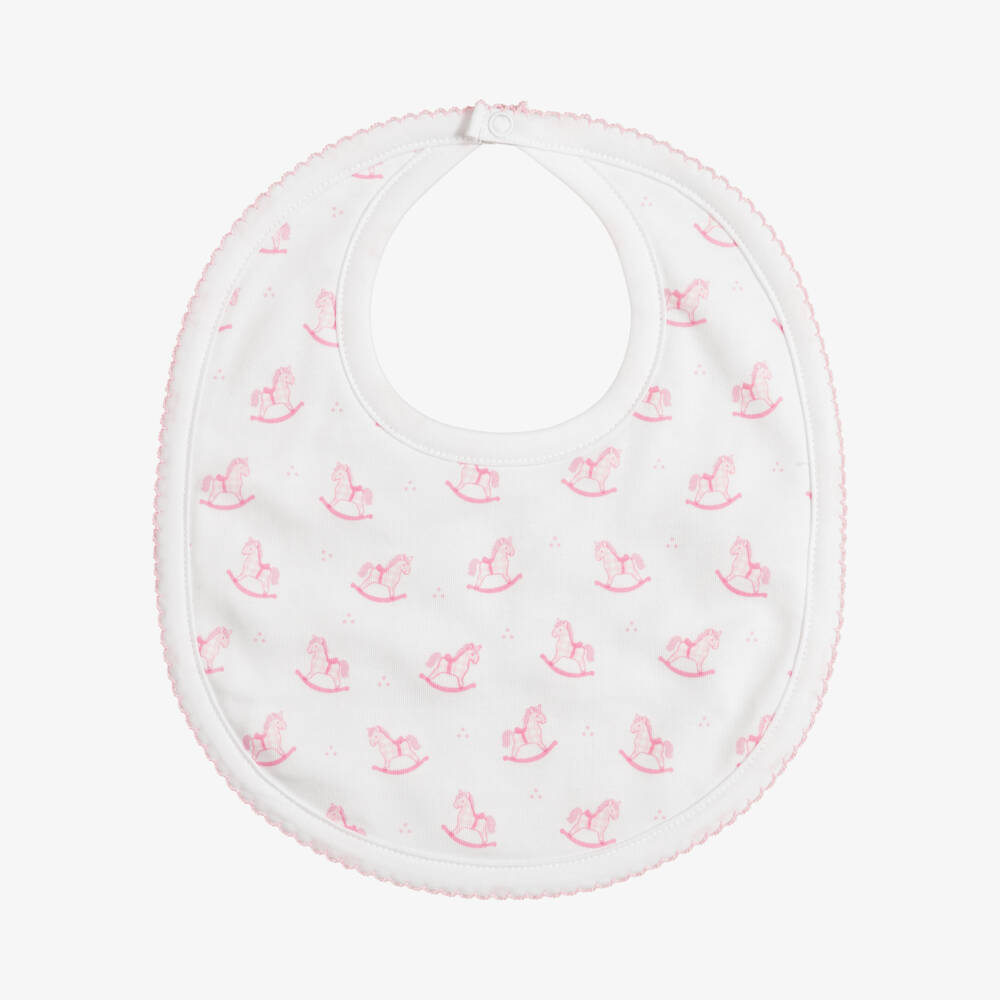 Kissy Kissy-Baby Girls White & Pink Gingham Rockers Pima Cotton Bib | Childrensalon
