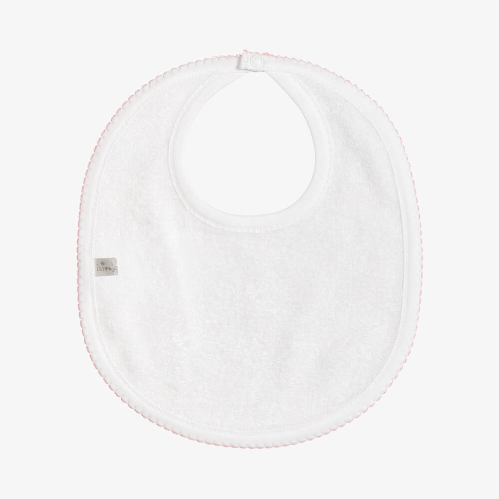 Kissy Kissy-Baby Girls White & Pink Gingham Rockers Pima Cotton Bib | Childrensalon