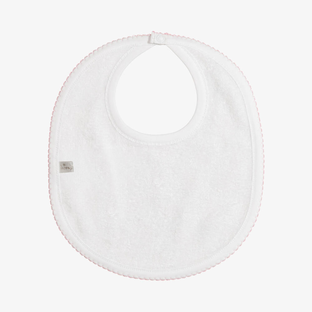 Kissy Kissy-Baby Girls White & Pink Gingham Rockers Pima Cotton Bib | Childrensalon