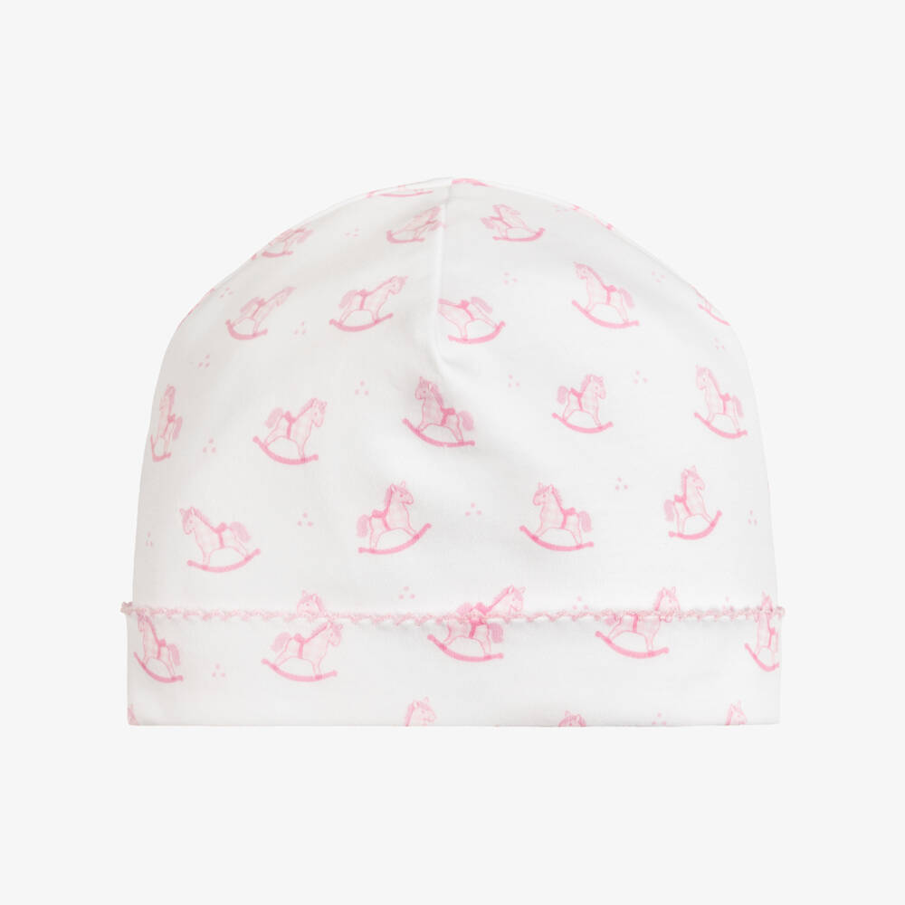 Kissy Kissy-Baby Girls White & Pink Gingham Rockers Pima Cotton Hat | Childrensalon