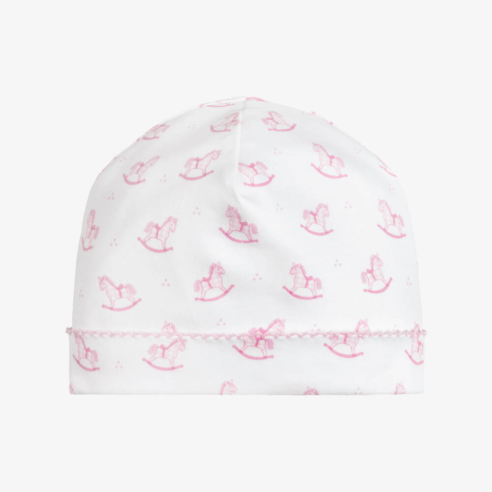 Kissy Kissy-Baby Girls White & Pink Gingham Rockers Pima Cotton Hat | Childrensalon