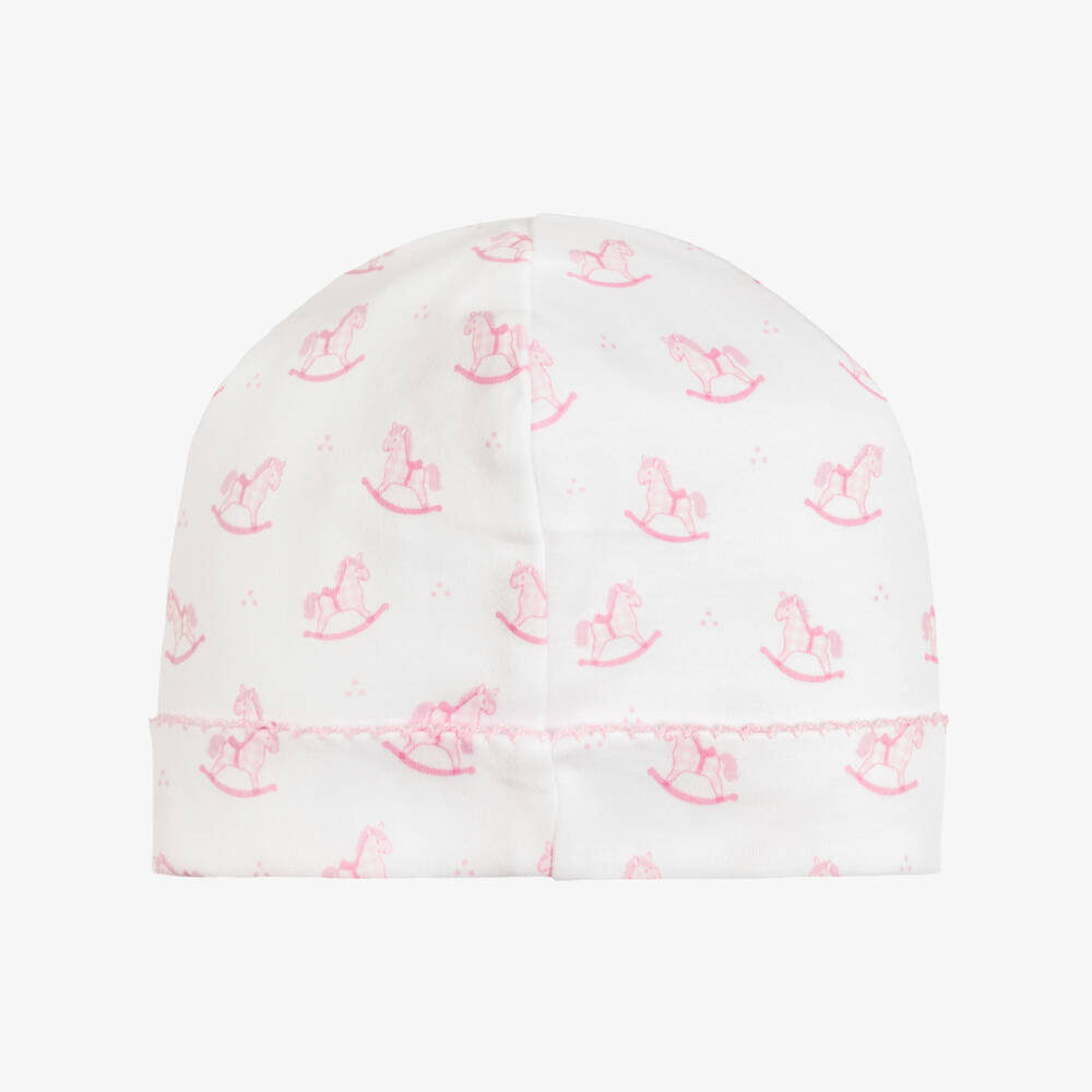 Kissy Kissy-Baby Girls White & Pink Gingham Rockers Pima Cotton Hat | Childrensalon