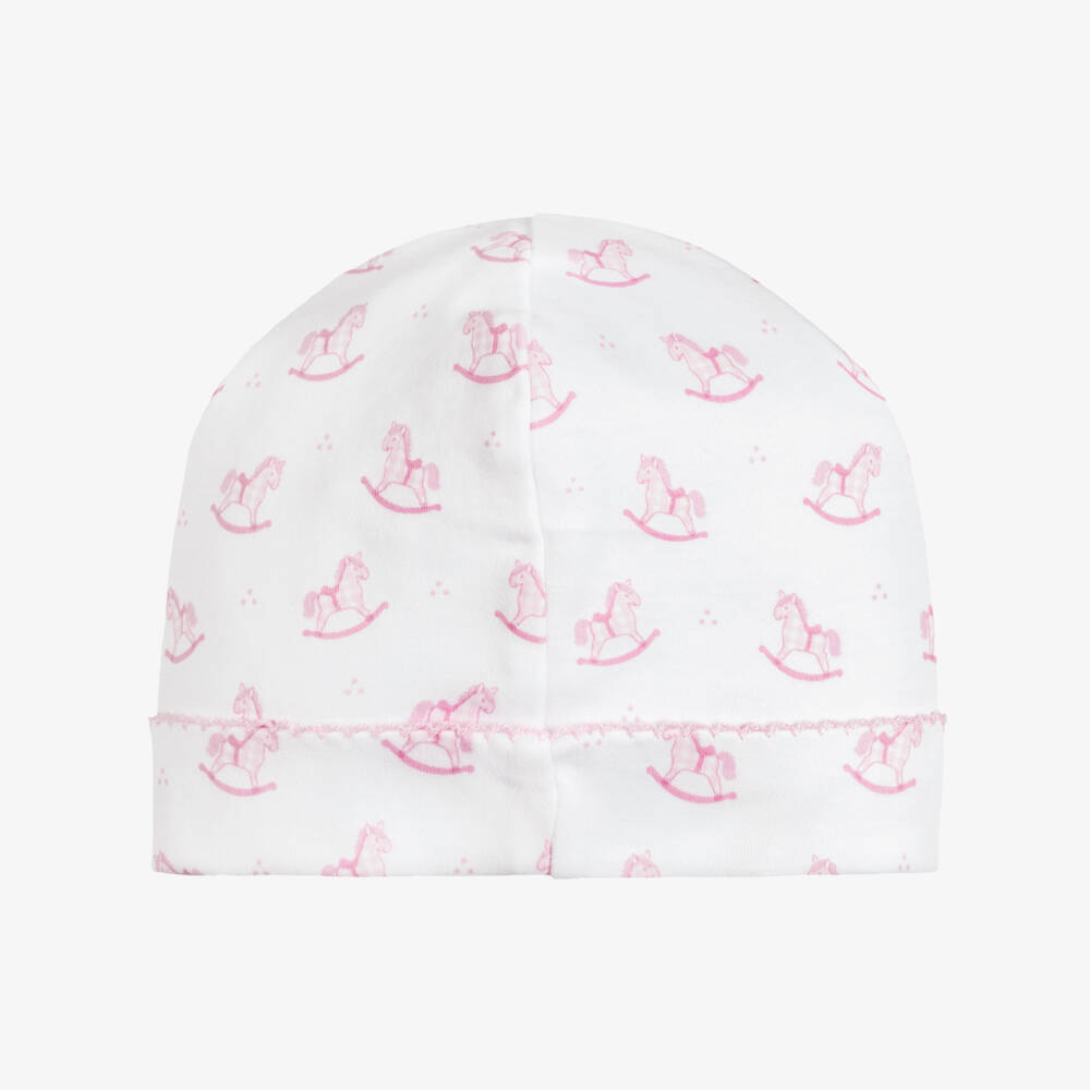 Kissy Kissy-Baby Girls White & Pink Gingham Rockers Pima Cotton Hat | Childrensalon
