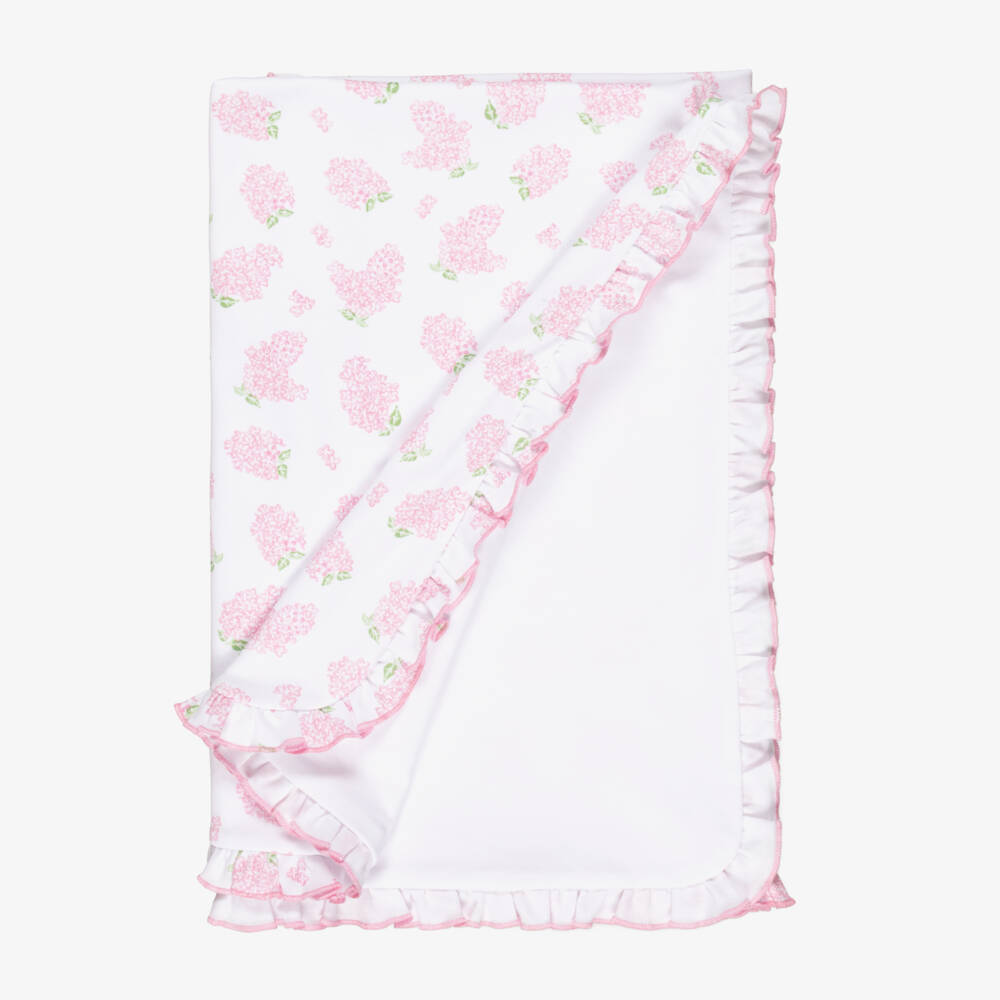 Kissy Kissy-Одеяло бело-розовое из пима хлопка Lilac Love для малышек (74см) | Childrensalon