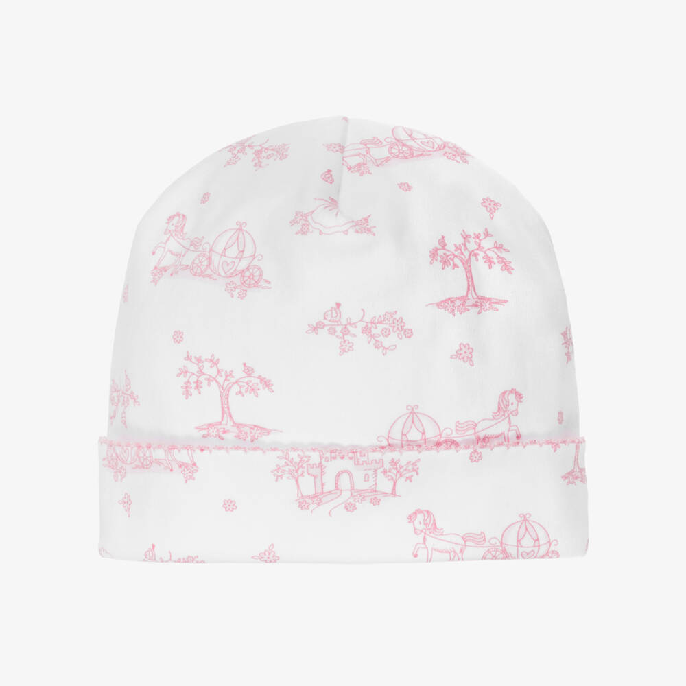 Kissy Kissy-Baby Girls White & Pink Princess Adventures Pima Cotton Hat | Childrensalon