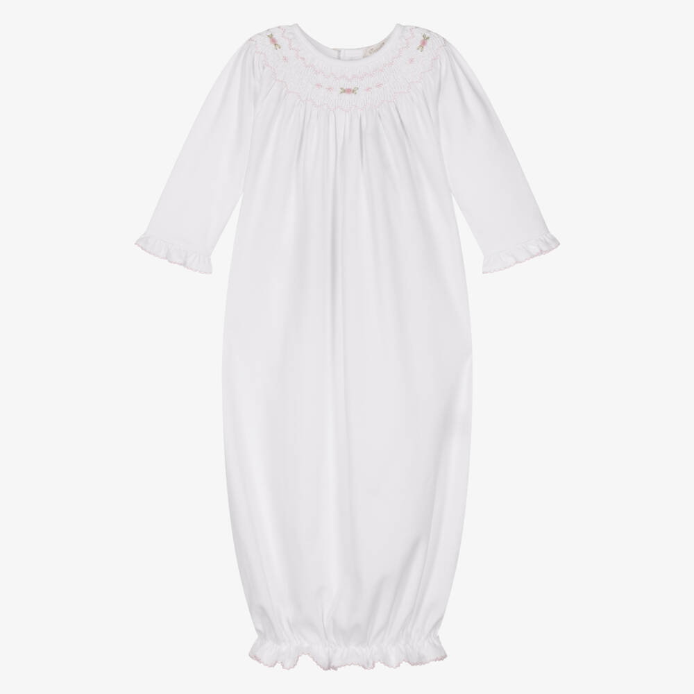 Kissy Kissy-Baby Girls White & Pink Smocked Day Gown | Childrensalon