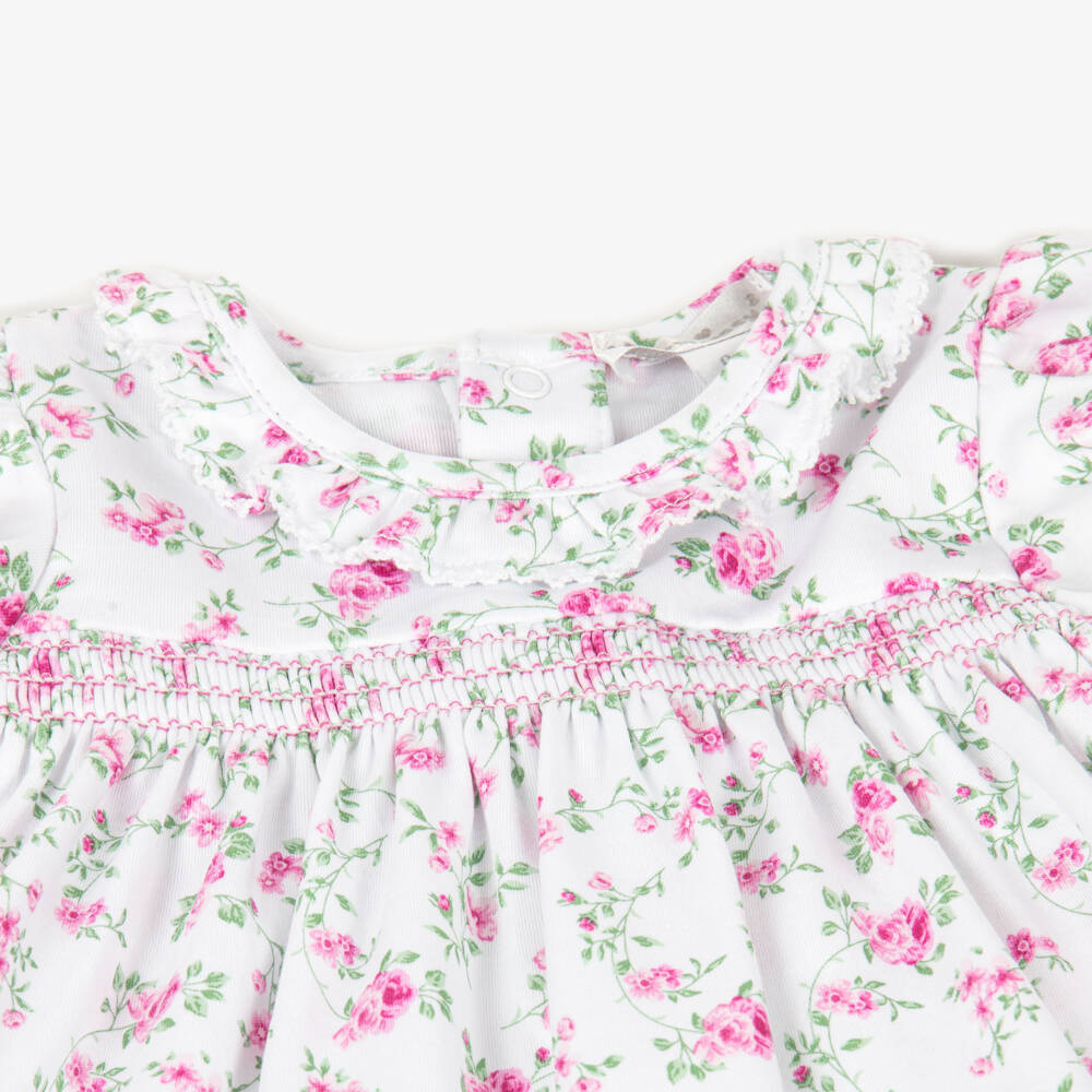 Kissy Kissy-Baby Girls White & Pink Victorian Roses Pima Cotton Dress | Childrensalon