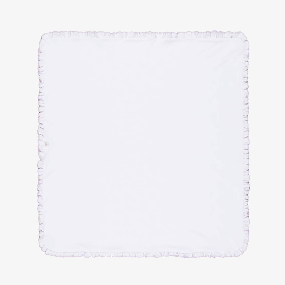 Kissy Kissy-Baby Girls White & Purple Pima Cotton Lilac Love Blanket (74cm) | Childrensalon