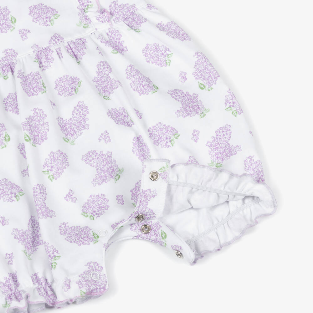 Kissy Kissy-Baby Girls White & Purple Pima Cotton Lilac Love Shortie | Childrensalon