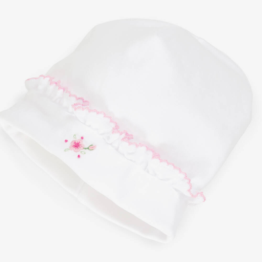 Kissy Kissy-Baby Girls White Rose Blooms Pima Cotton Hat | Childrensalon