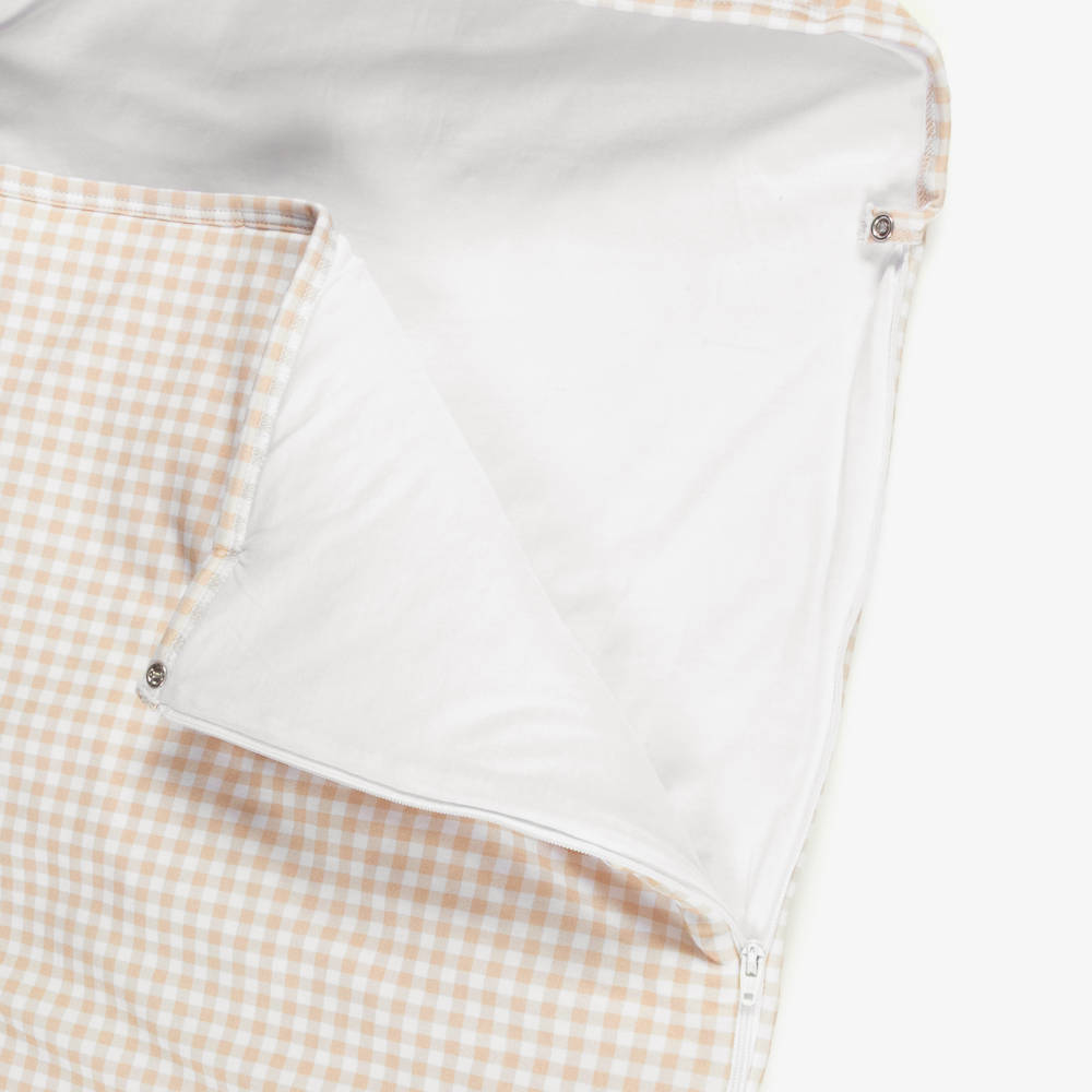 Kissy Kissy-Beige Gingham Traditions Pima Cotton Nest (78cm) | Childrensalon