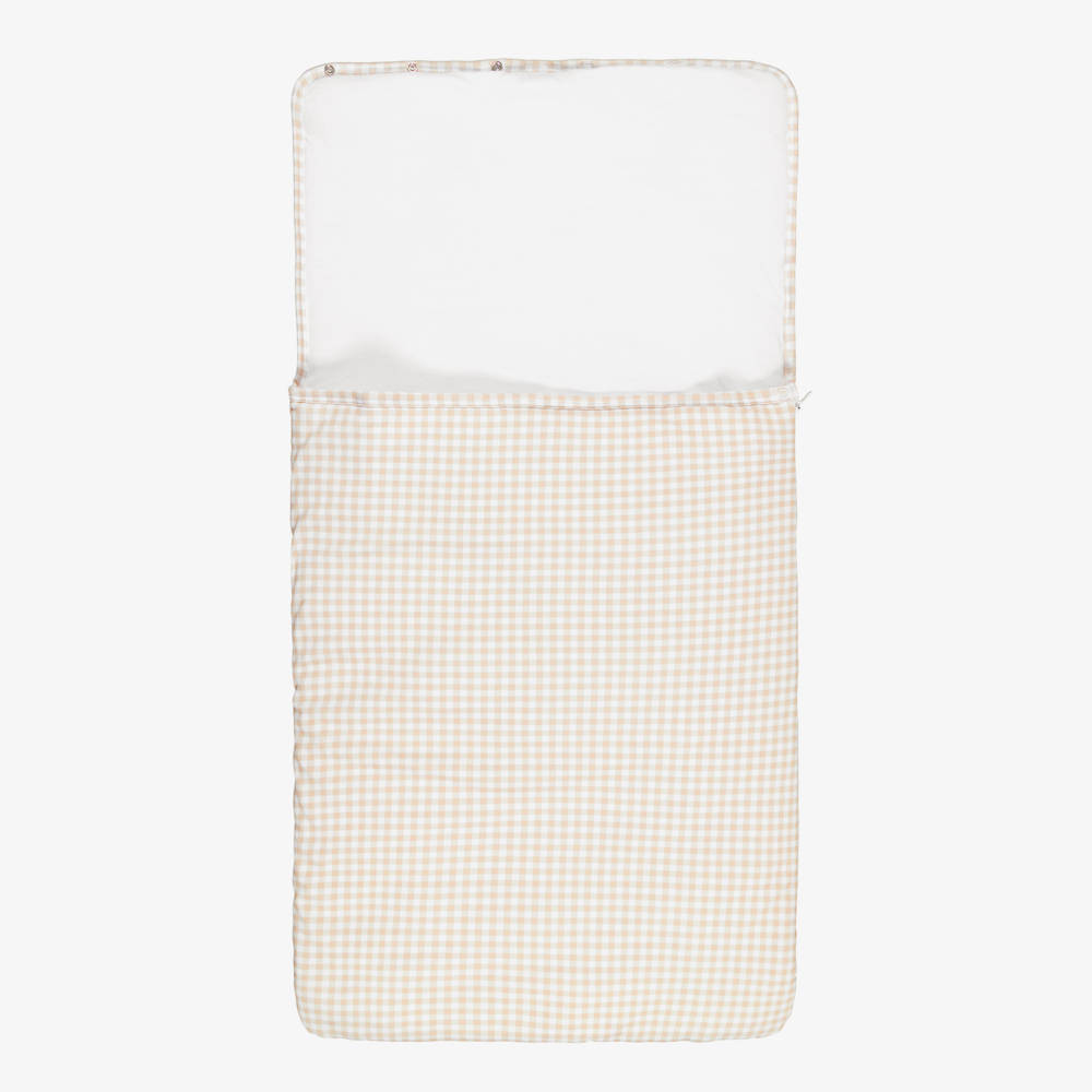 Kissy Kissy-Beige Gingham Traditions Pima Cotton Nest (78cm) | Childrensalon