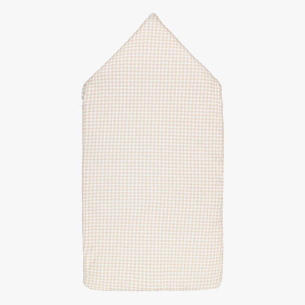 Kissy Kissy-Beige Gingham Traditions Pima Cotton Nest (78cm) | Childrensalon