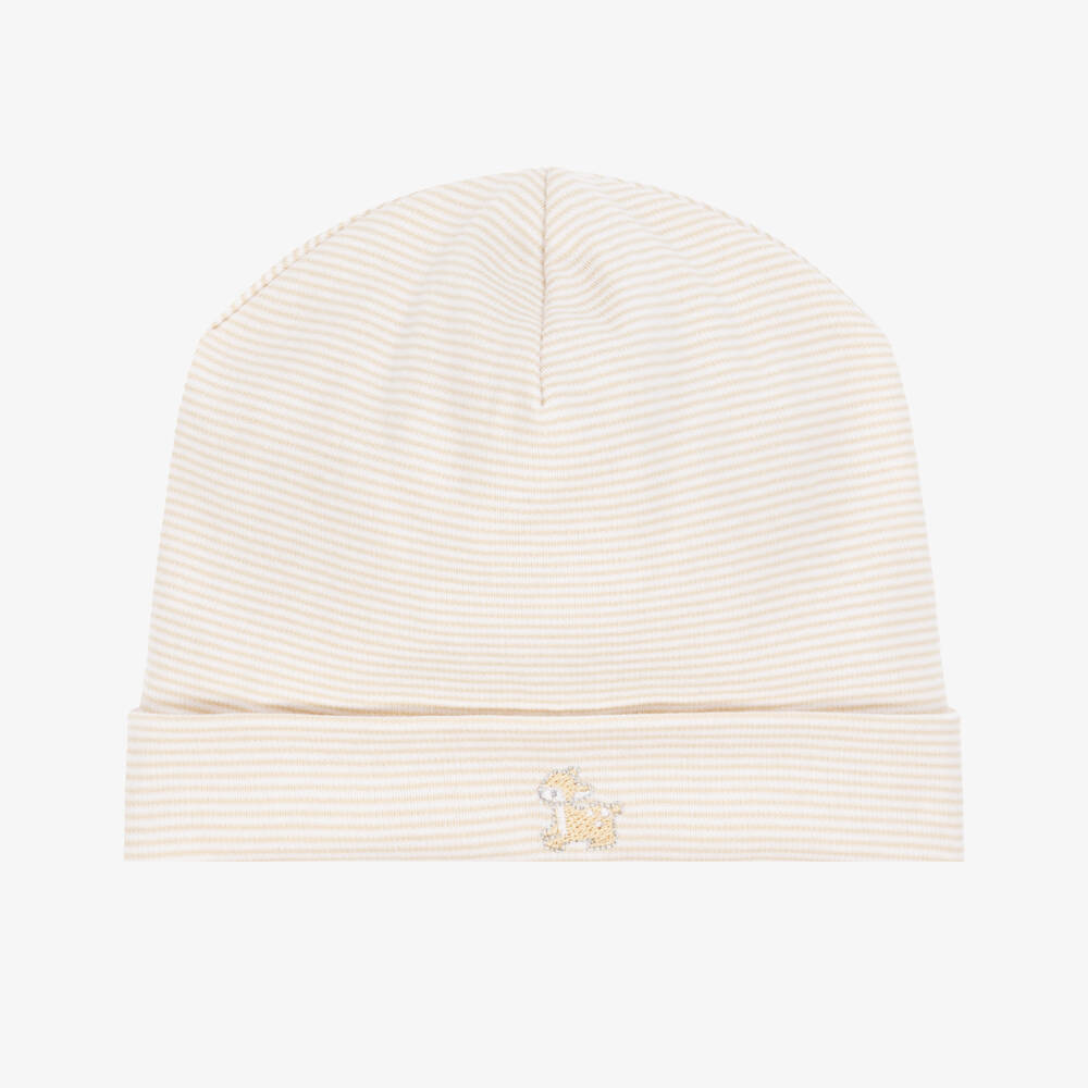 Kissy Kissy-قبعة بيبي من القطن البيرو المخطط باللون البيج | Childrensalon