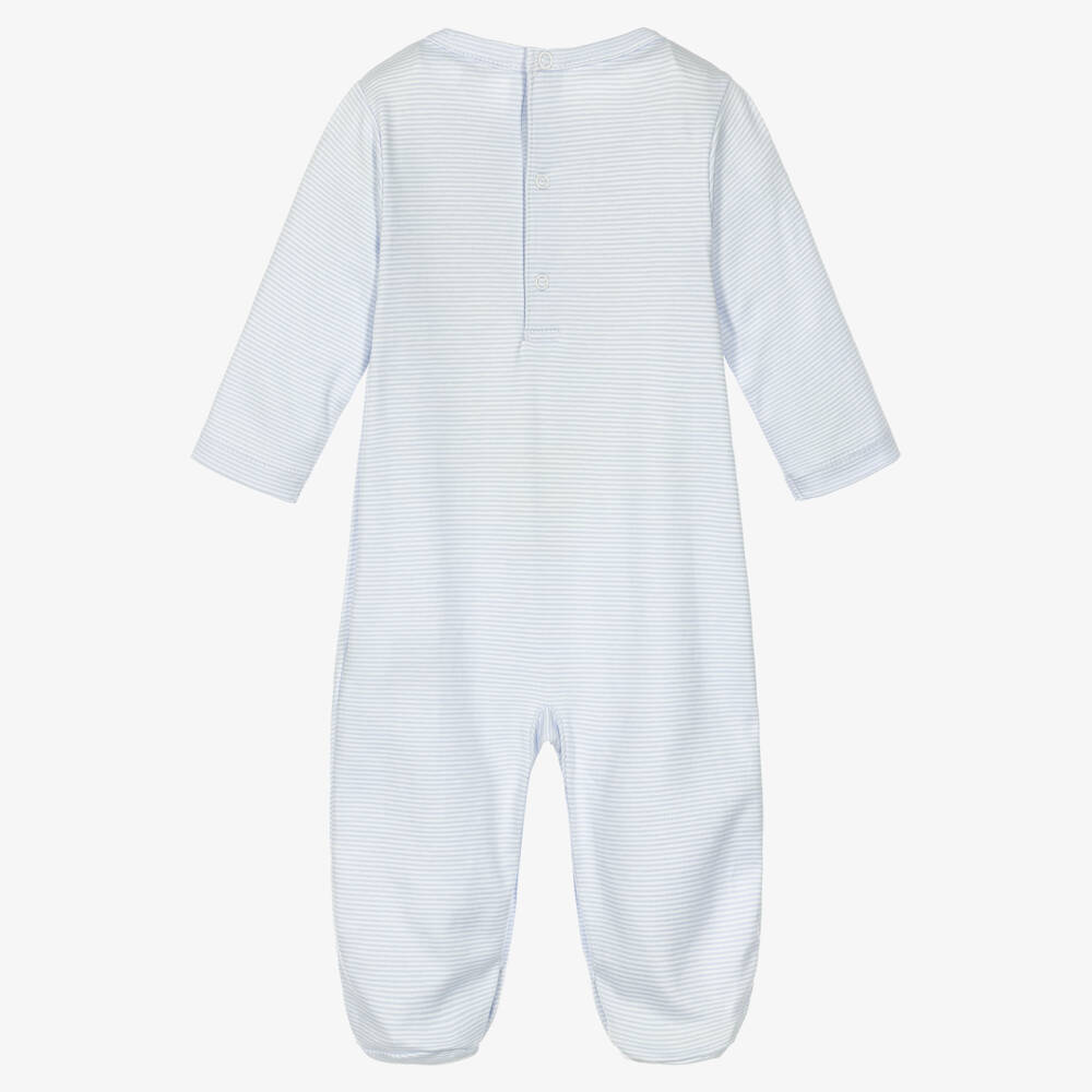 Kissy Kissy-Blue Classic Treasures Pima Cotton Babygrow | Childrensalon