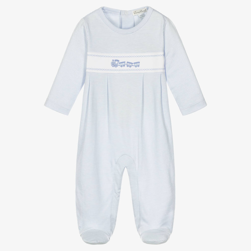 Kissy Kissy-Blue Classic Treasures Pima Cotton Babygrow | Childrensalon