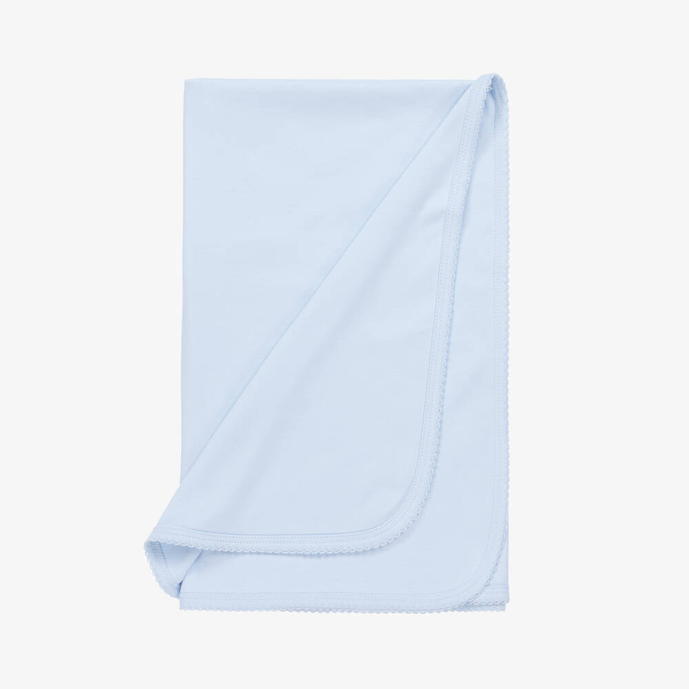 Kissy Kissy-بطانية قطن بيما لون أزرق (74سم) | Childrensalon