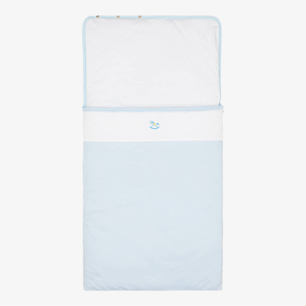 Kissy Kissy-Blue Hand-Embroidered Nest in Pima Cotton (79cm) | Childrensalon
