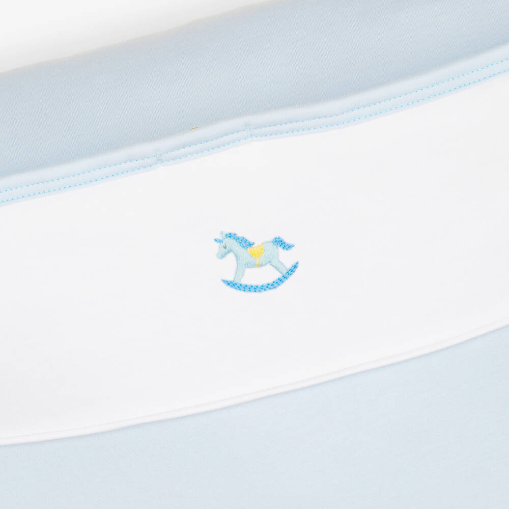 Kissy Kissy-Blue Hand-Embroidered Nest in Pima Cotton (79cm) | Childrensalon